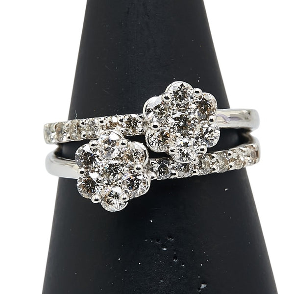 Pt900 プラチナ ダイヤ1.00ct 花 フラワー モチーフ リング 指輪 レディース 12号 【中古】