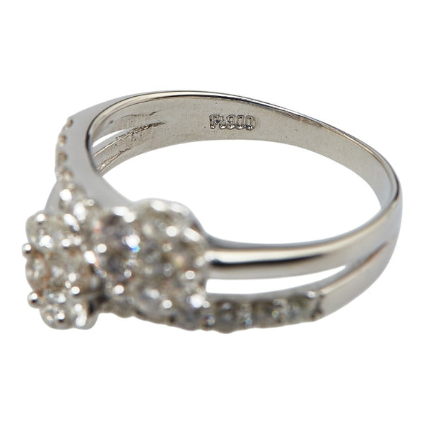 Pt900 プラチナ ダイヤ1.00ct 花 フラワー モチーフ リング 指輪 レディース 12号 【中古】