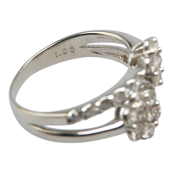 Pt900 プラチナ ダイヤ1.00ct 花 フラワー モチーフ リング 指輪 レディース 12号 【中古】