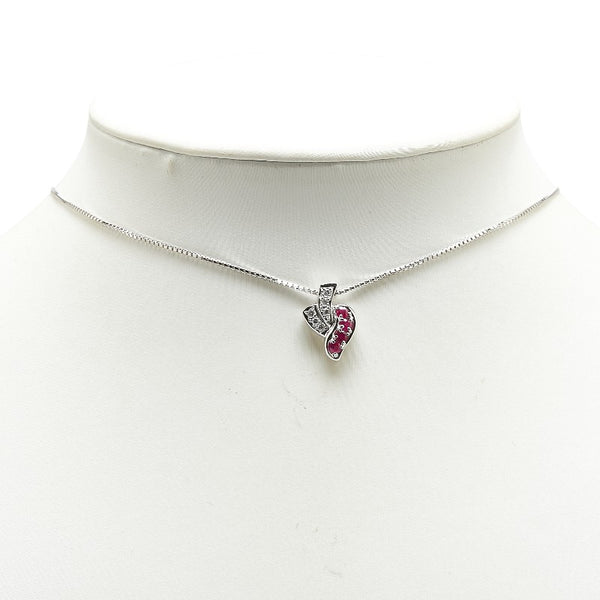 Pt850 プラチナ ルビー0.34ct ダイヤ0.08ct ペンダントネックレス レディース 【中古】