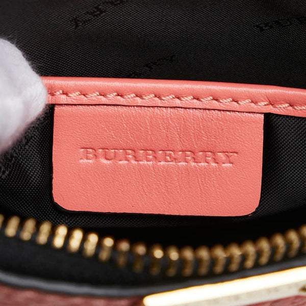 バーバリー ロゴ セカンドバッグ ピンク レザー レディース BURBERRY 【中古】