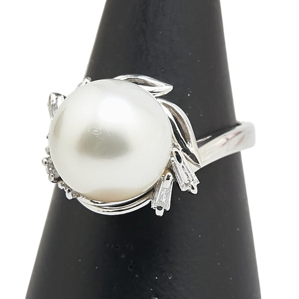 タサキ Pt900 プラチナ 白蝶真珠10.7mm ダイヤ0.23ct リング 指輪 レディース TASAKI 11号 【中古】