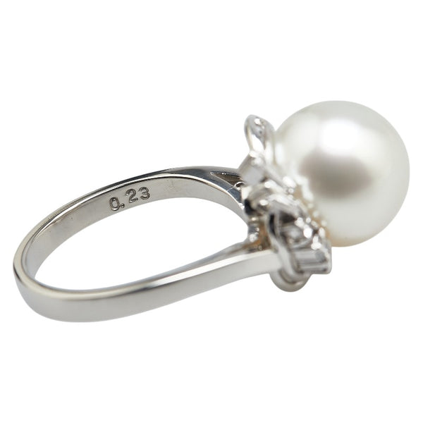 タサキ Pt900 プラチナ 白蝶真珠10.7mm ダイヤ0.23ct リング 指輪 レディース TASAKI 11号 【中古】