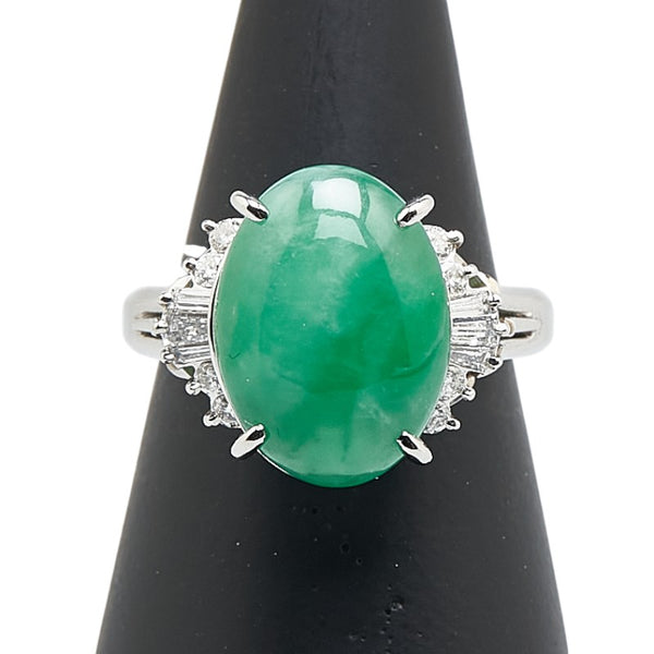 Pt900 プラチナ ヒスイ5.81ct ダイヤ0.27ct リング 指輪 レディース 11.5号 【中古】