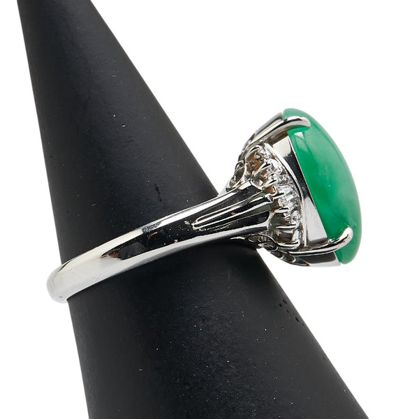 Pt900 プラチナ ヒスイ5.81ct ダイヤ0.27ct リング 指輪 レディース 11.5号 【中古】