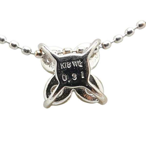 ポンテヴェキオ K18WG ホワイトゴールド ダイヤ0.31ct フラワー モチーフ ペンダントネックレス レディース Ponte Vecchio 【中古】