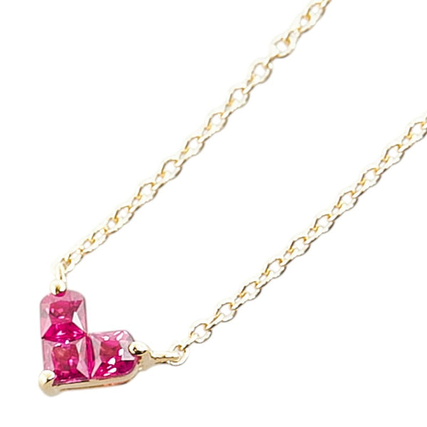 スタージュエリー K18YG イエローゴールド ルビー0.13ct ハート モチーフ ペンダントネックレス レディース STAR JEWELRY 【中古】