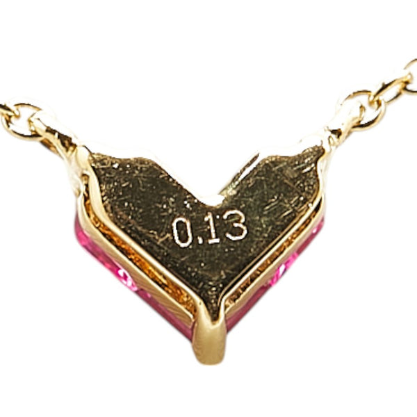 スタージュエリー K18YG イエローゴールド ルビー0.13ct ハート モチーフ ペンダントネックレス レディース STAR JEWELRY 【中古】