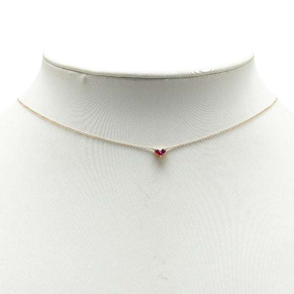スタージュエリー K18YG イエローゴールド ルビー0.13ct ハート モチーフ ペンダントネックレス レディース STAR JEWELRY 【中古】