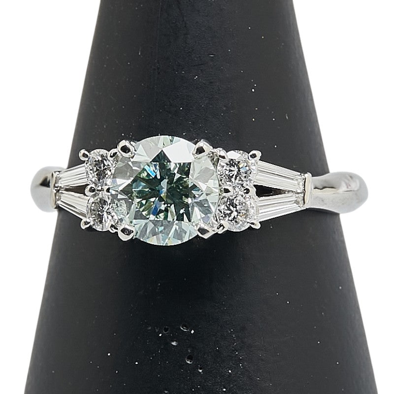 ライトブルー Pt900 プラチナ ダイヤ1.042ct ダイヤ0.30ct リング 指輪 レディース 12号 【中古】