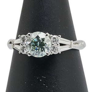ライトブルー Pt900 プラチナ ダイヤ1.042ct ダイヤ0.30ct リング 指輪 レディース 12号 【中古】