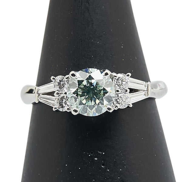 ライトブルー Pt900 プラチナ ダイヤ1.042ct ダイヤ0.30ct リング 指輪 レディース 12号 【中古】