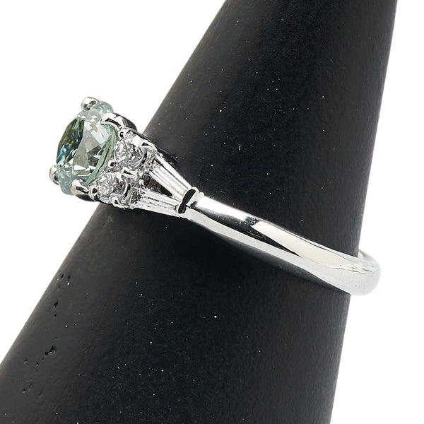 ライトブルー Pt900 プラチナ ダイヤ1.042ct ダイヤ0.30ct リング 指輪 レディース 12号 【中古】