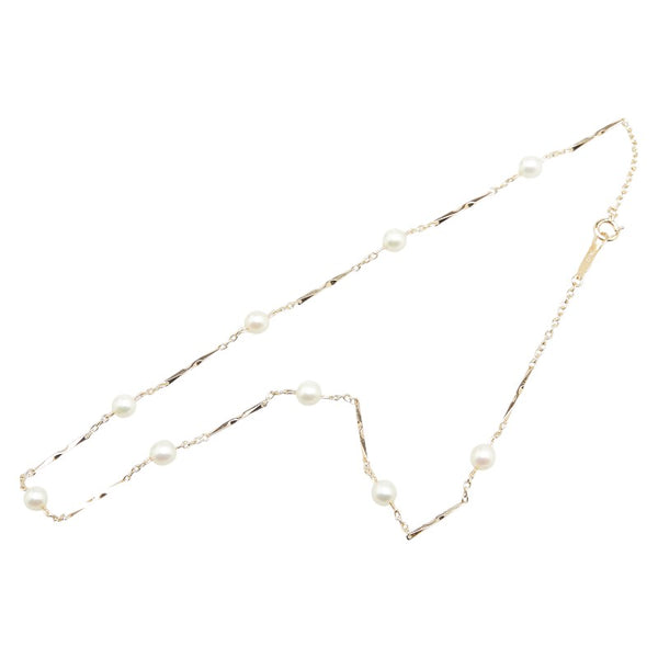 K18YG イエローゴールド アコヤパール4.5～4.6mm ステーション ネックレス レディース 【中古】