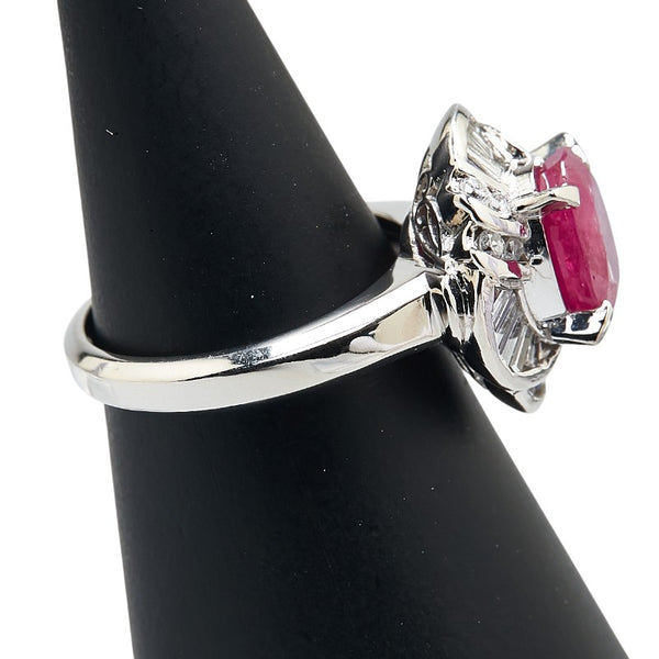 Pt900 プラチナ ルビー2.84ct ダイヤ0.659ct リング 指輪 レディース 13号 【中古】
