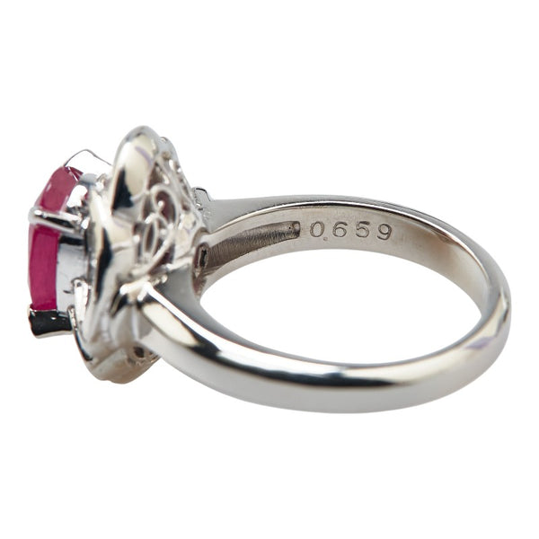 Pt900 プラチナ ルビー2.84ct ダイヤ0.659ct リング 指輪 レディース 13号 【中古】