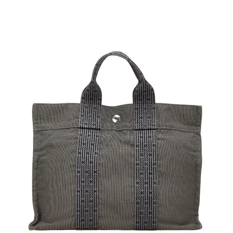 エルメス エールラインPM ハンドバッグ トートバッグ グレー キャンバス レディース HERMES 【中古】