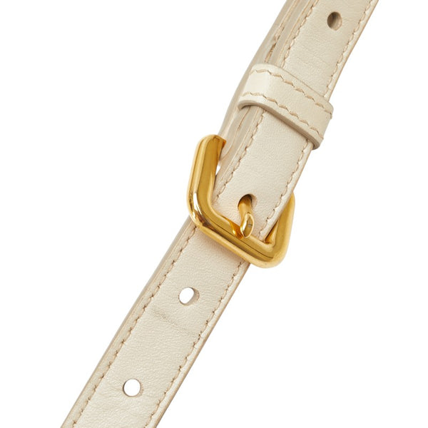 プラダ 斜め掛け ショルダーバッグ ベージュ アイボリー キャンバス レザー レディース PRADA 【中古】