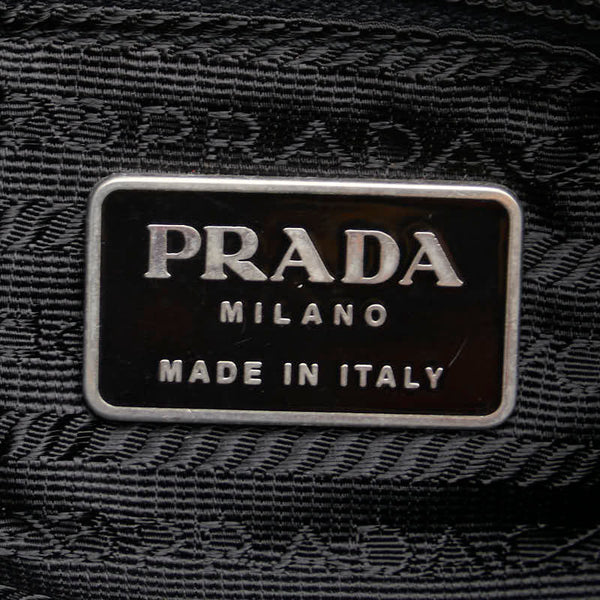 プラダ 三角ロゴプレート トートバッグ ショルダーバッグ ブラック ナイロン レディース PRADA 【中古】
