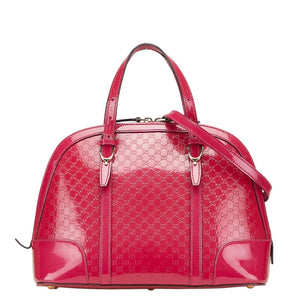 グッチ マイクロGG ハンドバッグ ショルダーバッグ 2WAY 309617 ピンク エナメル レザー レディース GUCCI 【中古】