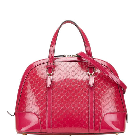 グッチ マイクロGG ハンドバッグ ショルダーバッグ 2WAY 309617 ピンク エナメル レザー レディース GUCCI 【中古】