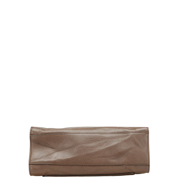 グッチ トーテム バタフライ 蝶々 モチーフ ビジュー ハンドバッグ 505342 ブラウン レザー レディース GUCCI 【中古】