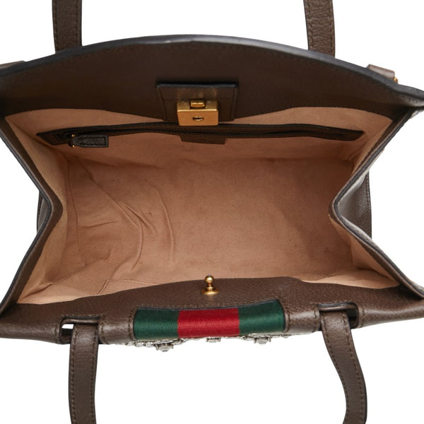 グッチ トーテム バタフライ 蝶々 モチーフ ビジュー ハンドバッグ 505342 ブラウン レザー レディース GUCCI 【中古】