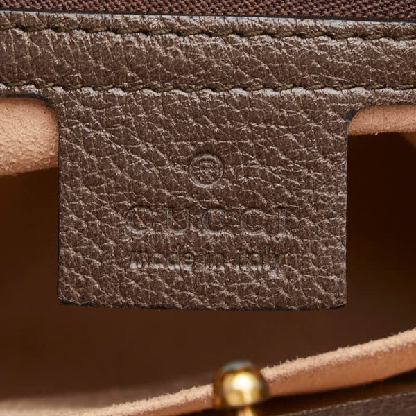 グッチ トーテム バタフライ 蝶々 モチーフ ビジュー ハンドバッグ 505342 ブラウン レザー レディース GUCCI 【中古】