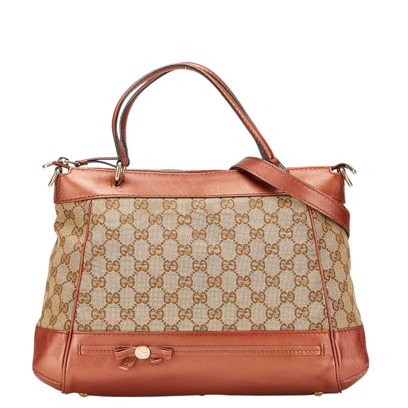 グッチ GGキャンバス メイフェア ハンドバッグ ショルダーバッグ 2WAY 269894 ベージュ オレンジ キャンバス レザー レディース GUCCI 【中古】