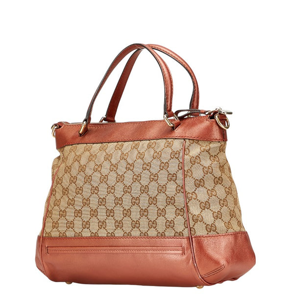 グッチ GGキャンバス メイフェア ハンドバッグ ショルダーバッグ 2WAY 269894 ベージュ オレンジ キャンバス レザー レディース GUCCI 【中古】