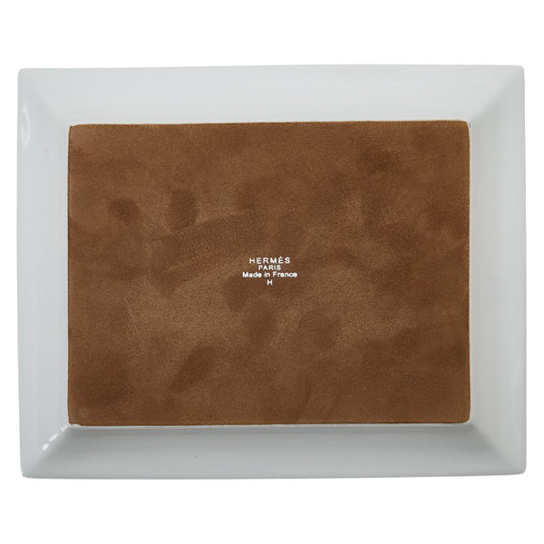 エルメス ペガサス 皿 プレート 小物入れ ホワイト ブラウン 陶器 レディース HERMES 【中古】