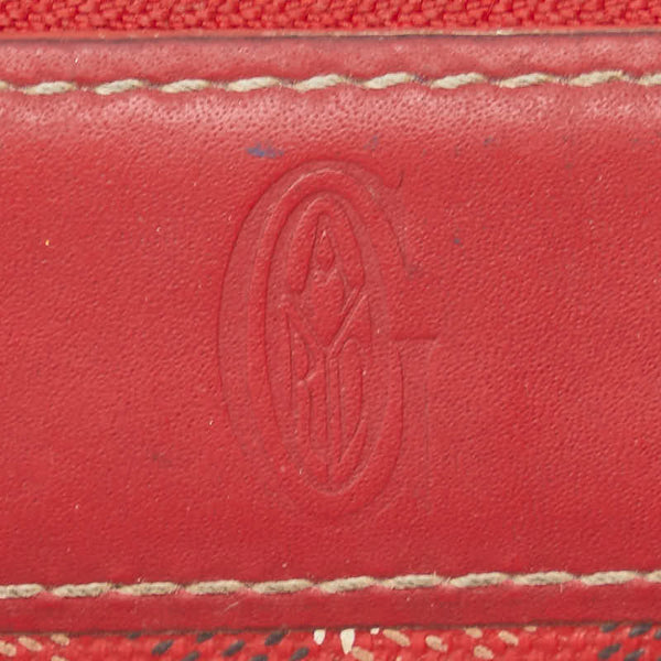 ゴヤール マティニョンGM ラウンドファスナー 長財布 レッド PVC レザー レディース GOYARD 【中古】