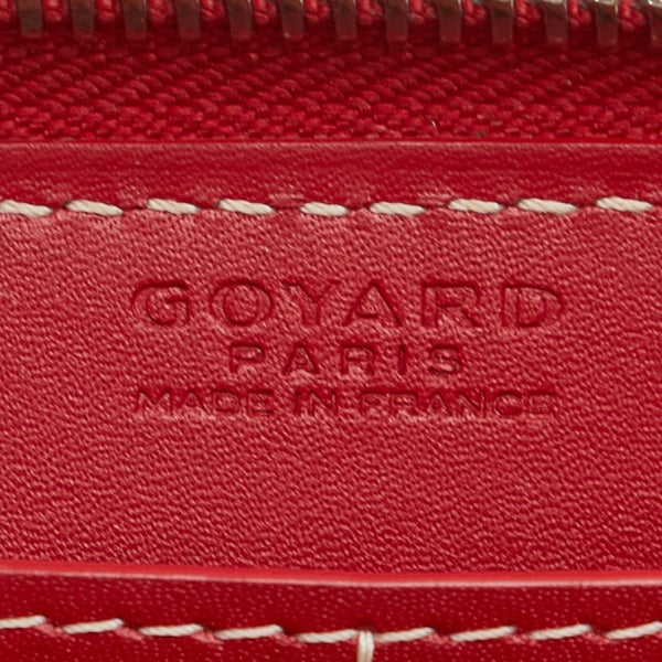 ゴヤール マティニョンGM ラウンドファスナー 長財布 レッド PVC レザー レディース GOYARD 【中古】