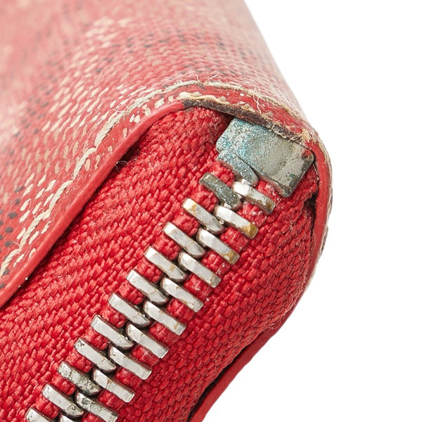 ゴヤール マティニョンGM ラウンドファスナー 長財布 レッド PVC レザー レディース GOYARD 【中古】