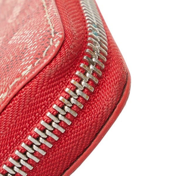 ゴヤール マティニョンGM ラウンドファスナー 長財布 レッド PVC レザー レディース GOYARD 【中古】