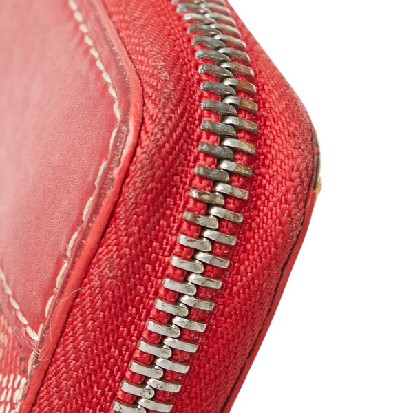 ゴヤール マティニョンGM ラウンドファスナー 長財布 レッド PVC レザー レディース GOYARD 【中古】