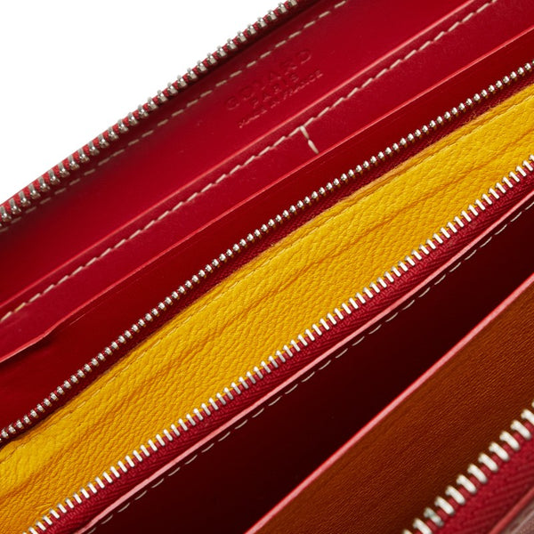 ゴヤール マティニョンGM ラウンドファスナー 長財布 レッド PVC レザー レディース GOYARD 【中古】