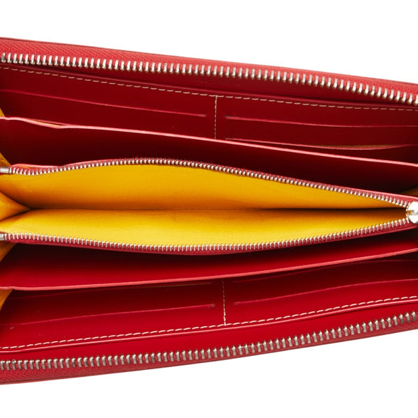 ゴヤール マティニョンGM ラウンドファスナー 長財布 レッド PVC レザー レディース GOYARD 【中古】