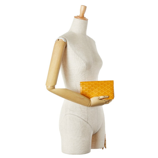 ゴヤール ヘリンボーン 長財布 イエロー PVC レザー レディース GOYARD 【中古】