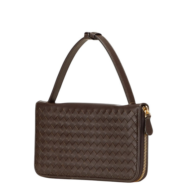ボッテガヴェネタ イントレチャート 長財布 トラベルケース ブラウン レザー レディース BOTTEGAVENETA 【中古】