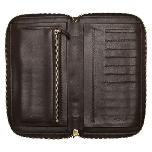 ボッテガヴェネタ イントレチャート 長財布 トラベルケース ブラウン レザー レディース BOTTEGAVENETA 【中古】
