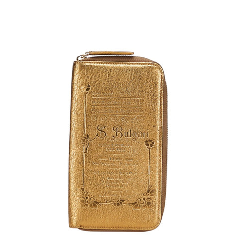 ブルガリ コレツィオーネ 長財布 ラウンドファスナー ゴールド レザー レディース BVLGARI 【中古】