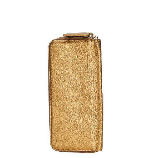 ブルガリ コレツィオーネ 長財布 ラウンドファスナー ゴールド レザー レディース BVLGARI 【中古】