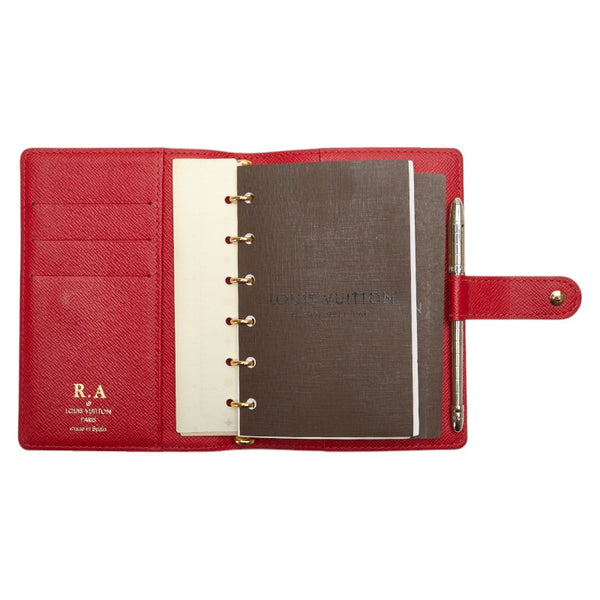 ルイ ヴィトン モノグラム マルアンピレ アジェンダPM 手帳 R20966 ブラウン レッド PVC レザー レディース LOUIS VUITTON 【中古】