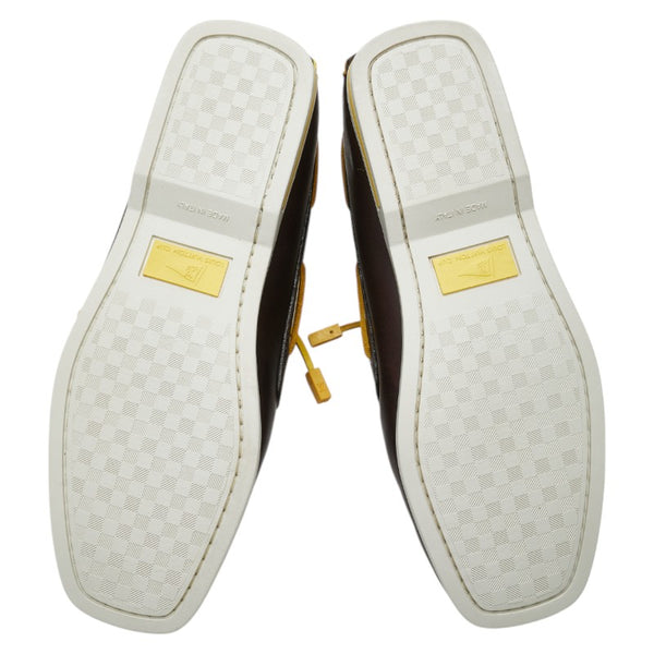 ルイ ヴィトン ヴィトンカップ デッキシューズ サイズ:7 ブラウン イエロー レザー メンズ LOUIS VUITTON 【中古】