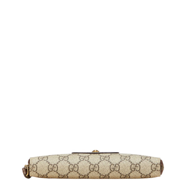 グッチ GGスプリーム ネオヴィンテージ ラウンドファスナー 長財布 473953 ベージュ ブラウン PVC レザー レディース GUCCI 【中古】