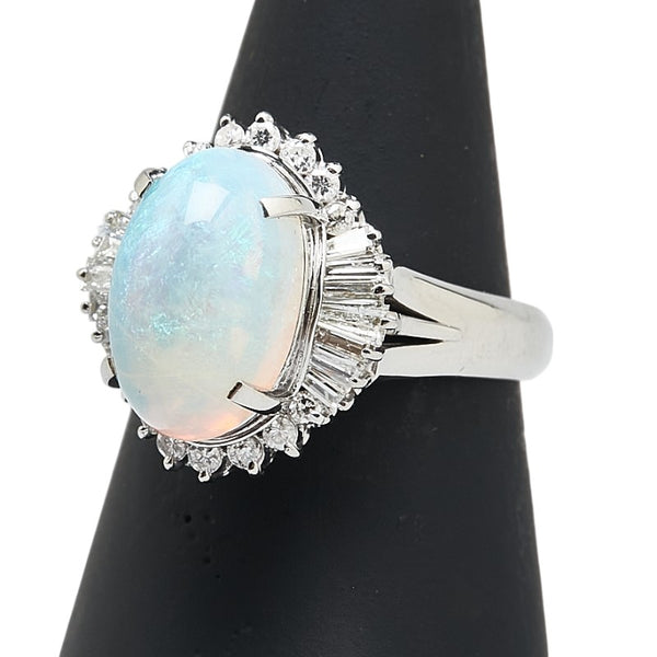 Pt900 プラチナ オパール3.508ct ダイヤ0.521ct リング 指輪 レディース 12号 【中古】