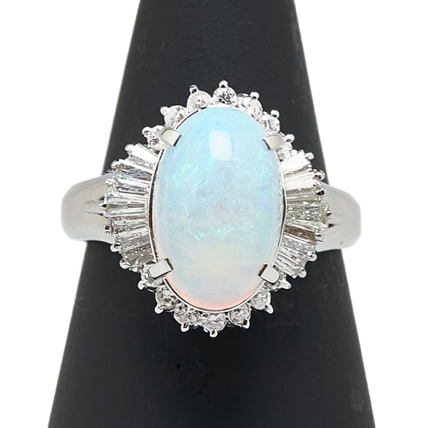 Pt900 プラチナ オパール3.508ct ダイヤ0.521ct リング 指輪 レディース 12号 【中古】