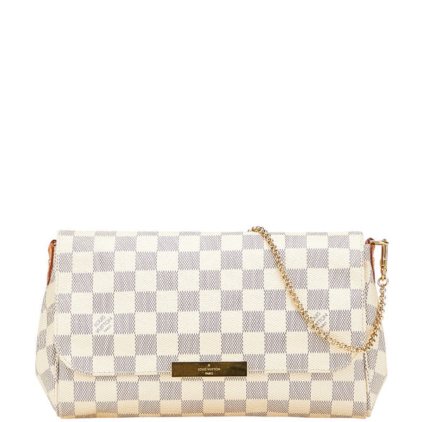 ルイ ヴィトン ダミエ アズール フェイボリットMM チェーン ハンドバッグ N41275 ホワイト PVC レザー レディース LOUIS VUITTON 【中古】