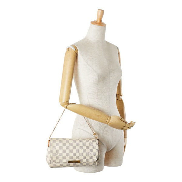 ルイ ヴィトン ダミエ アズール フェイボリットMM チェーン ハンドバッグ N41275 ホワイト PVC レザー レディース LOUIS VUITTON 【中古】
